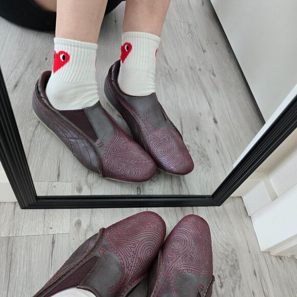 vintage Puma | boho burgundy leather sporty retro streetwear sneakers | WMS 9.5 - Picture 1 of 10